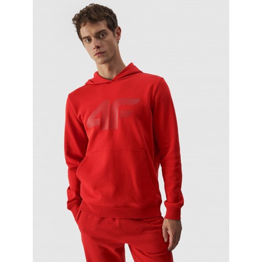 Męska bluza dresowa nierozpinana z kapturem 4F 4FWMM00TSWSM1464 - czerwona ze sklepu Sportstylestory.com w kategorii Bluzy męskie - zdjęcie 180333794
