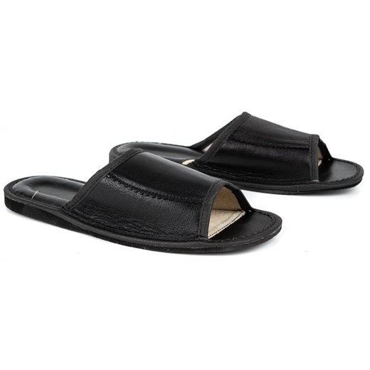 Klapki pantofle męskie skórzane kapcie góralskie 82 czarne Olivier 42 butyolivier