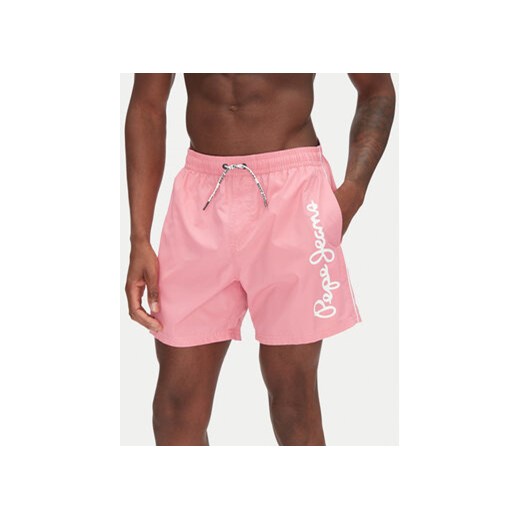 Pepe Jeans Szorty kąpielowe Logo PMB10419 Różowy Regular Fit Pepe Jeans XL MODIVO