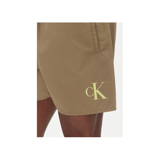 Calvin Klein Swimwear Szorty kąpielowe KM0KM01101 Khaki Regular Fit L MODIVO