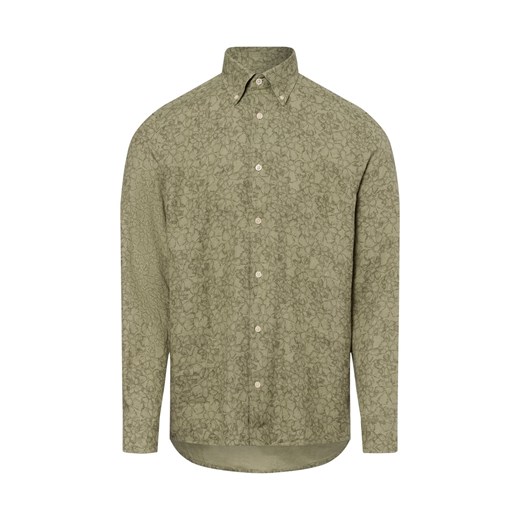 Marc O'Polo Męska koszula lniana na co dzień Mężczyźni Modern Fit len trzcinowy wzorzysty ze sklepu vangraaf w kategorii Koszule męskie - zdjęcie 180339354