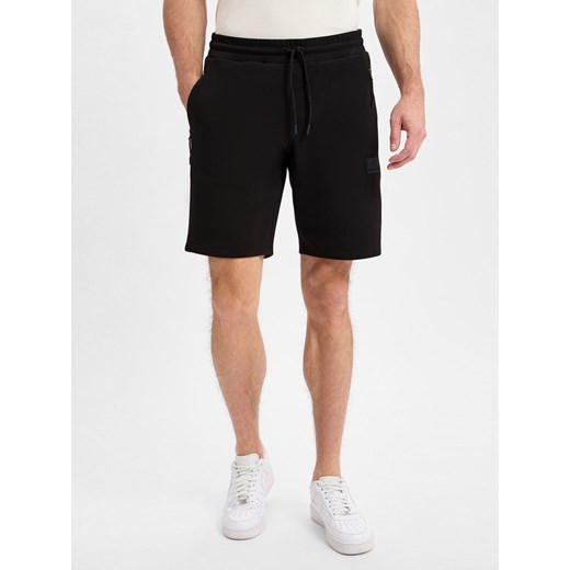 EA7 Emporio Armani Męskie spodenki dresowe Mężczyźni Bawełna czarny jednolity ze sklepu vangraaf w kategorii Spodenki męskie - zdjęcie 180339431