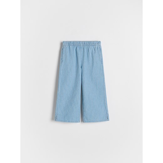 Reserved - Jeansy wide leg w paski - niebieski Reserved 110 (4-5 lat) Reserved