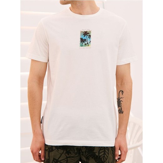 Sinsay - Koszulka z nadrukiem - kremowy ze sklepu Sinsay w kategorii T-shirty męskie - zdjęcie 180341511