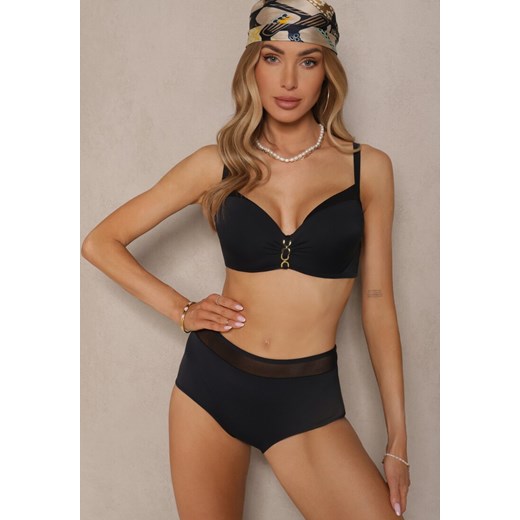 Czarne Bikini Biustonosz Zdobiony Aplikacją i Majtki Typu Figi Iffirelle ze sklepu renee.pl w kategorii Stroje kąpielowe - zdjęcie 180342150
