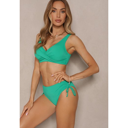 Ciemnozielone Bikini Biustonosz i Majtki Figi z Wiązaniem Kinalisa ze sklepu renee.pl w kategorii Stroje kąpielowe - zdjęcie 180342180
