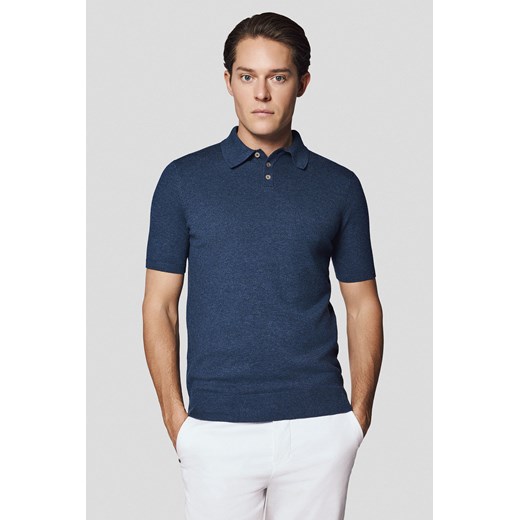 Koszulka Polo Granatowa z Wiskozą Nils ze sklepu Lancerto S.A. w kategorii T-shirty męskie - zdjęcie 180342670