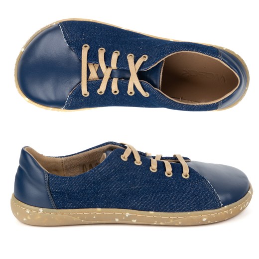 Buty damskie barefoot minimalistyczne skórzane 0771W granat jeans ze sklepu butyolivier w kategorii Półbuty męskie - zdjęcie 180342920