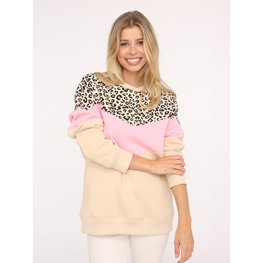 Zwillingsherz Bluza &quot;Konny&quot; w kolorze beżowo-jasnoróżowo-czarnym ze sklepu Limango Polska w kategorii Bluzy damskie - zdjęcie 180344371