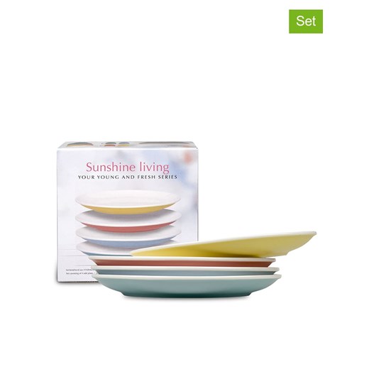 Könitz Talerze (4 szt.) &quot;Sunshine Living&quot; w kolorze białym ze wzorem - Ø 19 cm ze sklepu Limango Polska w kategorii Talerze - zdjęcie 180344402