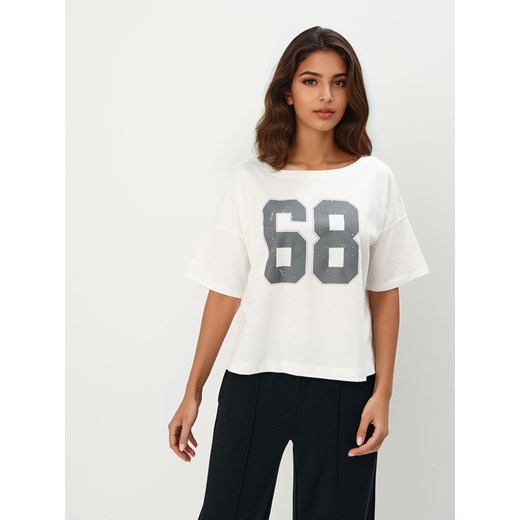 Mohito - T-shirt z nadrukiem - biały ze sklepu Mohito w kategorii Bluzki damskie - zdjęcie 180344472