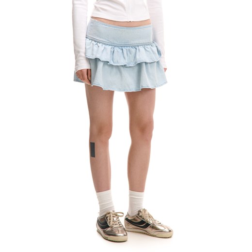 Cropp - Jeansowe niebieskie spódnico-spodenki - niebieski ze sklepu Cropp w kategorii Szorty - zdjęcie 180344551