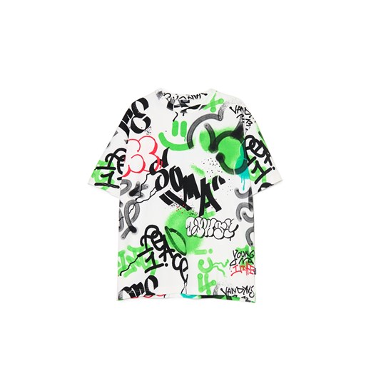 Cropp - Koszulka z nadrukiem w stylu graffiti - wielobarwny Cropp XL Cropp