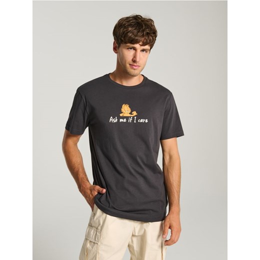 Sinsay - Koszulka z nadrukiem Garfield - szary ze sklepu Sinsay w kategorii T-shirty męskie - zdjęcie 180350284