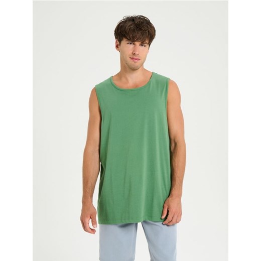 Sinsay - Bawełniany tank top - zielony ze sklepu Sinsay w kategorii T-shirty męskie - zdjęcie 180350320