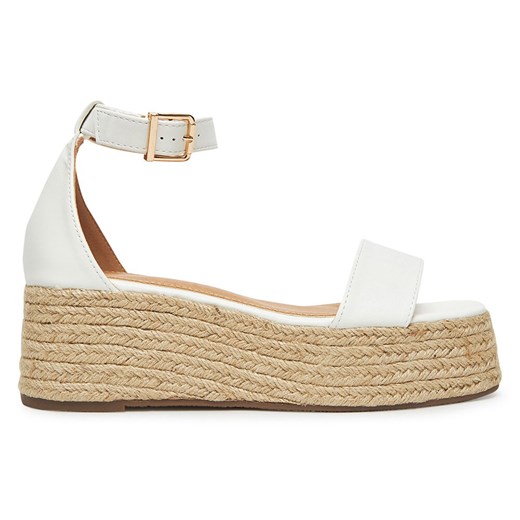 Espadryle damskie DeeZee białe na wiosnę na koturnie