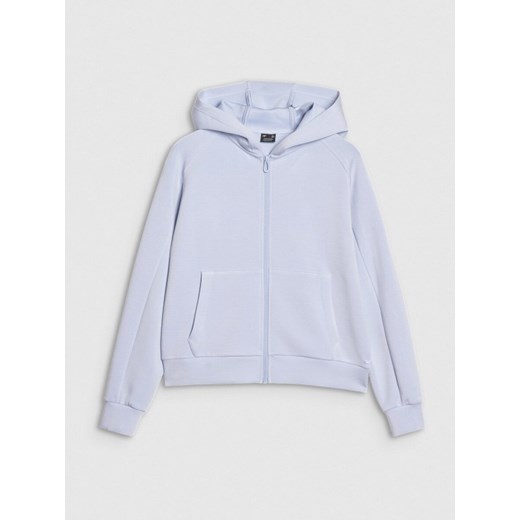 Damska bluza dresowa rozpinana z kapturem 4F 4FWSS25TSWSF1577 - niebieska ze sklepu Sportstylestory.com w kategorii Bluzy damskie - zdjęcie 180356511