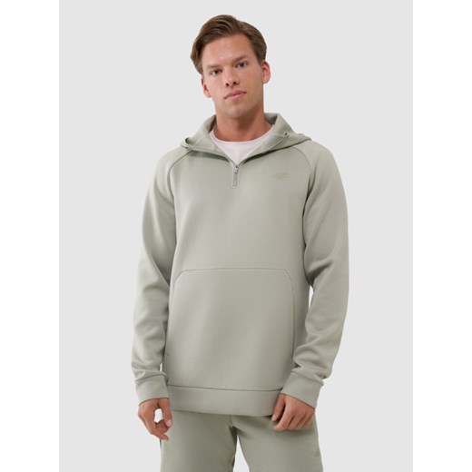 Męska bluza treningowa z kapturem 4F 4FWSS25TFSWM457 - zielona ze sklepu Sportstylestory.com w kategorii Bluzy męskie - zdjęcie 180356520