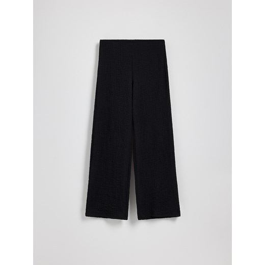 Reserved - Spodnie z kreszowanej dzianiny - czarny Reserved M Reserved