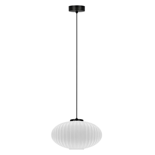 Wisząca lampa z dużym ryflowanym kloszem biała K8-R16 ze sklepu Edinos.pl w kategorii Lampy wiszące - zdjęcie 180366163