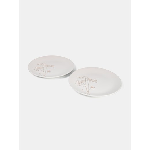 Sinsay - Kamionkowy talerz z motywem kwiatowym 2 pack - kremowy Sinsay One Size Sinsay