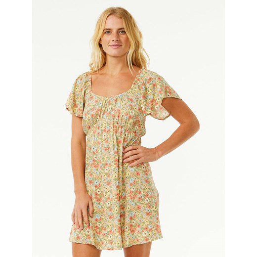 Sukienka Rip Curl z krótkimi rękawami z wiskozy z dekoltem w serek 