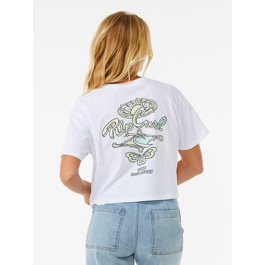 Bluzka damska Rip Curl biała letnia z okrągłym dekoltem z krótkim rękawem 