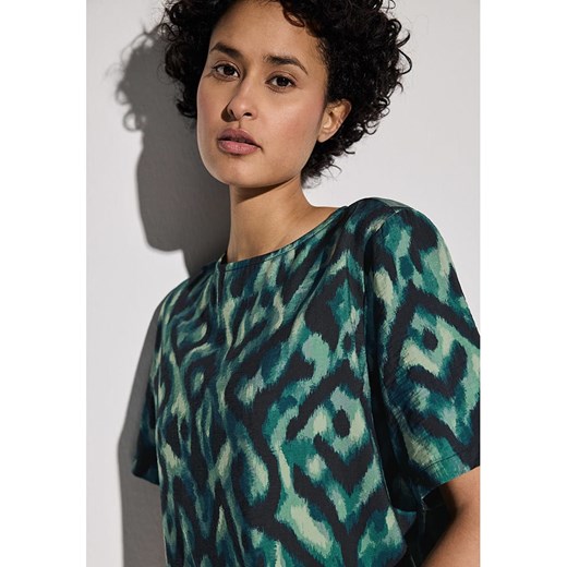 Bluzka damska Street One wielokolorowa w abstrakcyjnym wzorze z krótkim rękawem z elastanu 