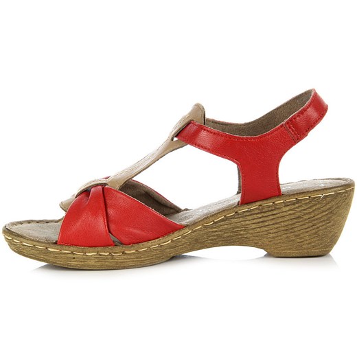 MARCO TOZZI 28901 czerwone skórzane sandały damskie lekkie komfortowe butyraj-pl brazowy lato A