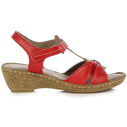 MARCO TOZZI 28901 czerwone skórzane sandały damskie lekkie komfortowe butyraj-pl brazowy Sandały skórzane
