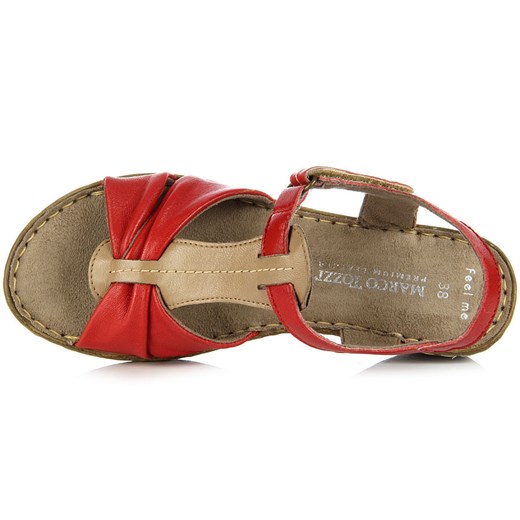 MARCO TOZZI 28901 czerwone skórzane sandały damskie lekkie komfortowe butyraj-pl brazowy skóra
