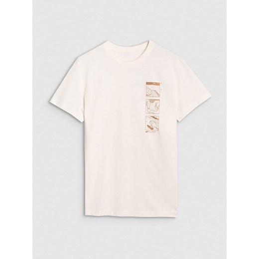 Męski t-shirt z nadrukiem 4F 4FRSS25TTSHM2982 - biały ze sklepu Sportstylestory.com w kategorii T-shirty męskie - zdjęcie 180375174