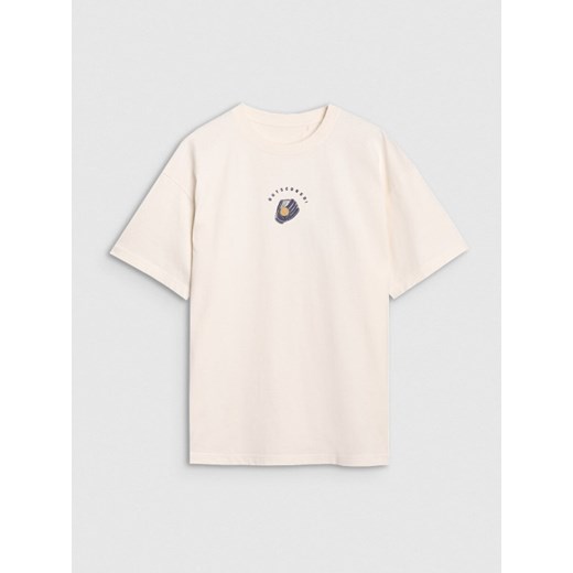 Męski t-shirt z nadrukiem 4F 4FRSS25TTSHM2981 - biały ze sklepu Sportstylestory.com w kategorii T-shirty męskie - zdjęcie 180375201