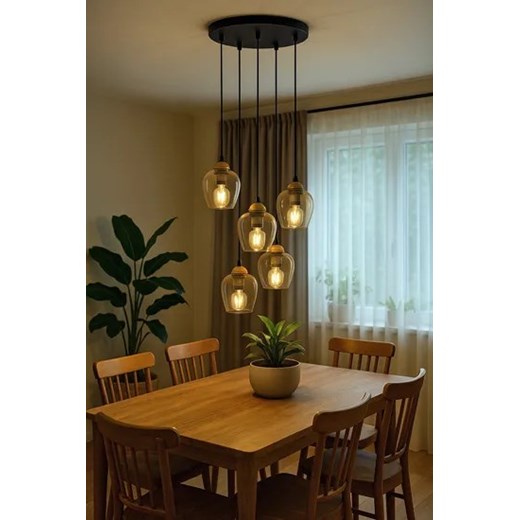 Beżowa wisząca lampa z kloszami - J051-Sotuna Lumes One Size Edinos.pl