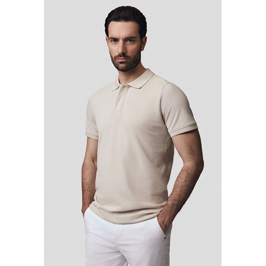 Koszulka Polo Bawełniana Jasnobeżowa Cassian ze sklepu Lancerto S.A. w kategorii T-shirty męskie - zdjęcie 180382642