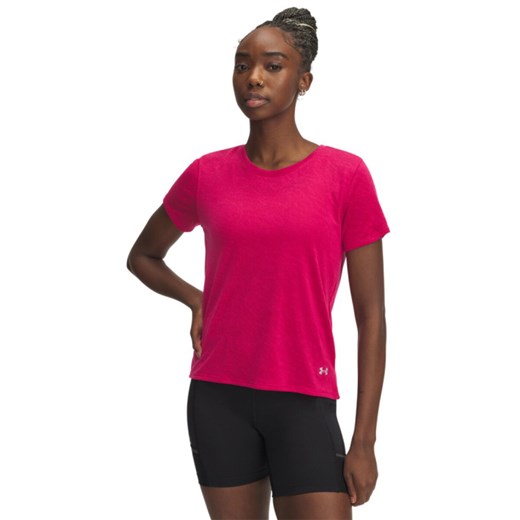 Damska koszulka do biegania Under Armour UA Launch Camo Shortsleeve - różowa ze sklepu Sportstylestory.com w kategorii Bluzki damskie - zdjęcie 180382704