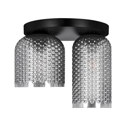 Sufitowa lampa z dwoma ryflowanymi grafitowymi kloszami C7-A97 ze sklepu Edinos.pl w kategorii Lampy sufitowe - zdjęcie 180383134