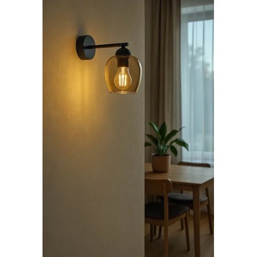Czarno-beżowy kinkiet ścienny ze szklanym kloszem - J052-Sotuna Lumes One Size Edinos.pl