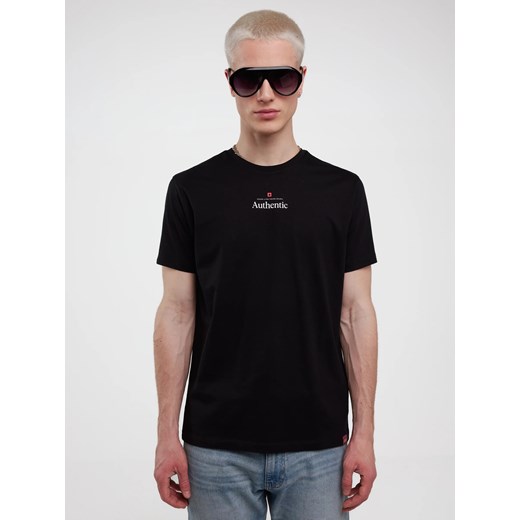 Koszulka męska z linii Authentic z nadrukiem czarna Techmunen 906 ze sklepu Big Star w kategorii T-shirty męskie - zdjęcie 180384950