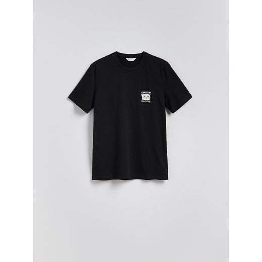 Reserved - T-shirt regular z nadrukiem - czarny ze sklepu Reserved w kategorii T-shirty męskie - zdjęcie 180385043