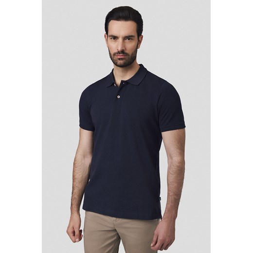 Koszulka Polo Bawełniana Granatowa Cassian ze sklepu Lancerto S.A. w kategorii T-shirty męskie - zdjęcie 180385330