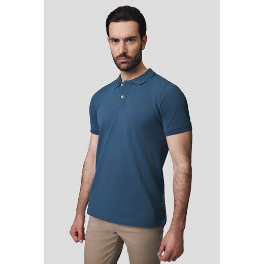 Koszulka Polo Bawełniana Szafirowa Cassian ze sklepu Lancerto S.A. w kategorii T-shirty męskie - zdjęcie 180385331