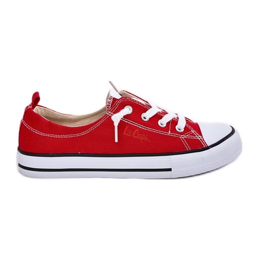 Materiałowe Trampki Damskie Lee Cooper LCW-25-02-3298L Czerwone ze sklepu ButyModne.pl w kategorii Trampki damskie - zdjęcie 180385863