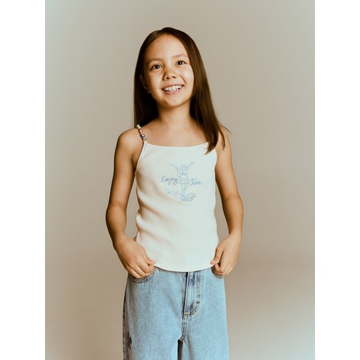 Reserved - Top z ozdobnymi ramiączkami - brzoskwiniowy Reserved 122/128 (6-8 lat) Reserved