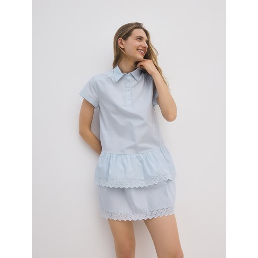 Reserved - Sukienka z ozdobnym haftem - jasnoniebieski Reserved M Reserved