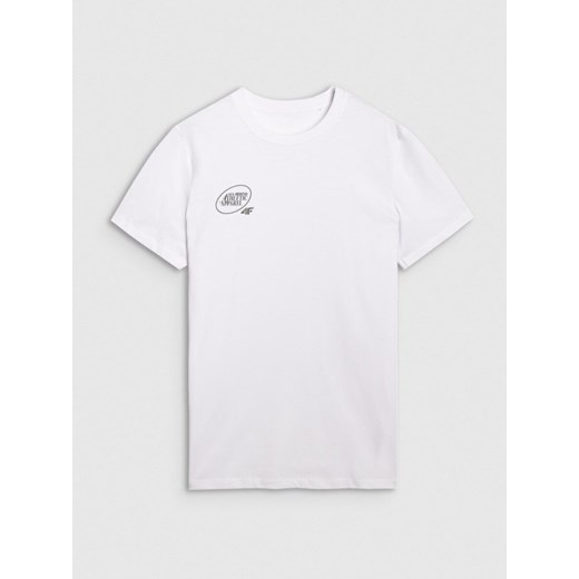 Męski t-shirt z nadrukiem 4F 4FRSS25TTSHM2850 - biały ze sklepu Sportstylestory.com w kategorii T-shirty męskie - zdjęcie 180392420