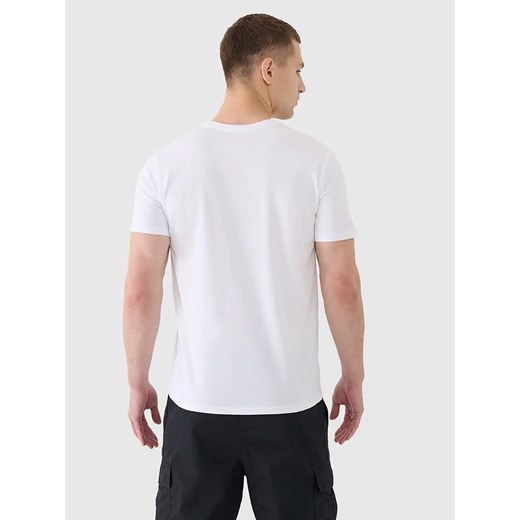 T-shirt męski biały 4F z krótkim rękawem