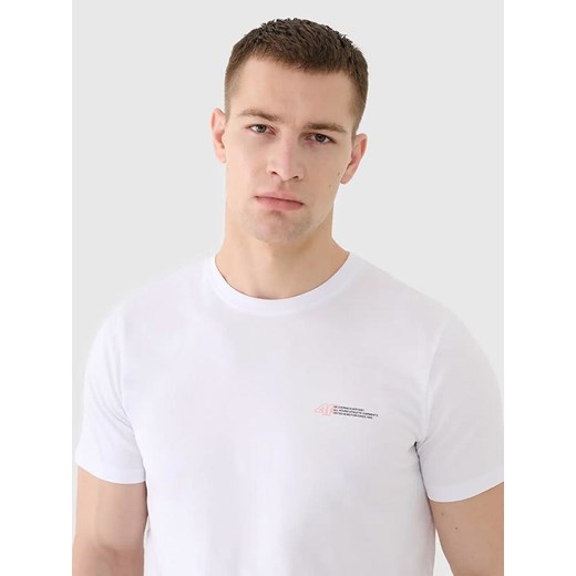T-shirt męski biały 4F z krótkim rękawem casual