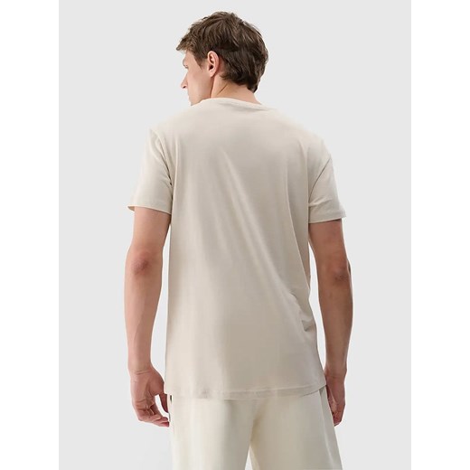 T-shirt męski beżowy 4F młodzieżowy z krótkim rękawem