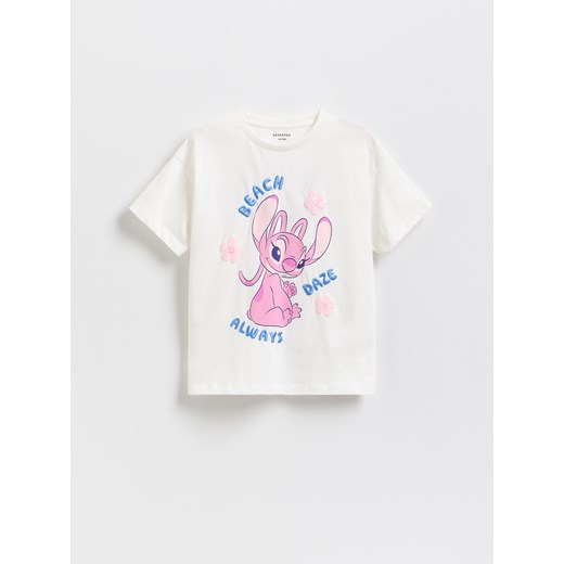 Reserved - T-shirt Lilo i Stitch - złamana biel ze sklepu Reserved w kategorii Bluzki dziewczęce - zdjęcie 180405624